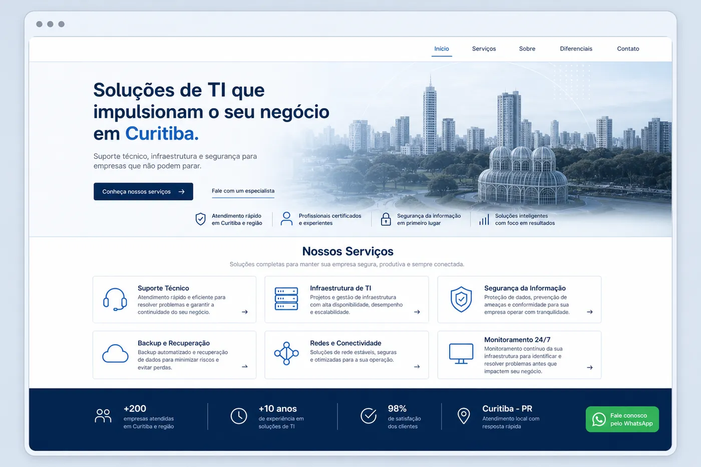 Mockup do site institucional LigorioTec